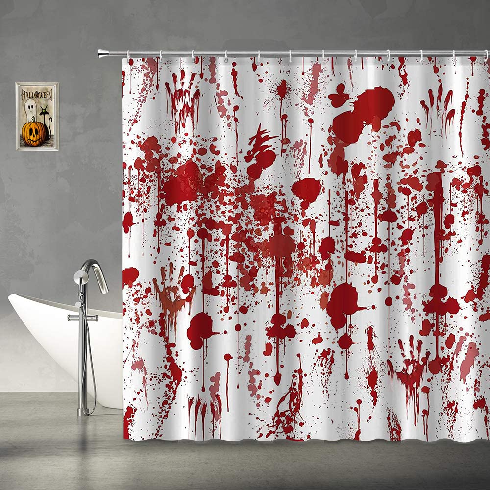 Abaysto 17 Blood Shower Curtain Horror Halloween Bloody Splatter Splashes Home Bathtubs Bathroom Shower Curtains Fabric Waterproof With Hooks
