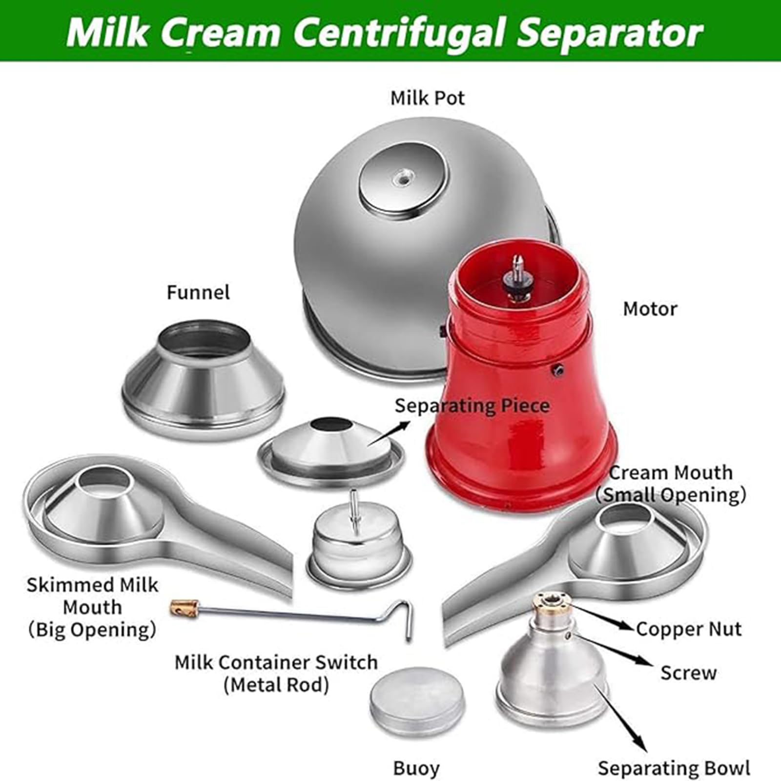 Separatore per crema di latte, 50 l/h, in acciaio inox, efficiente strumento per la lavorazione dei prodotti lattiero-caseari per la casa e le piccole imprese latte fresco di cammello