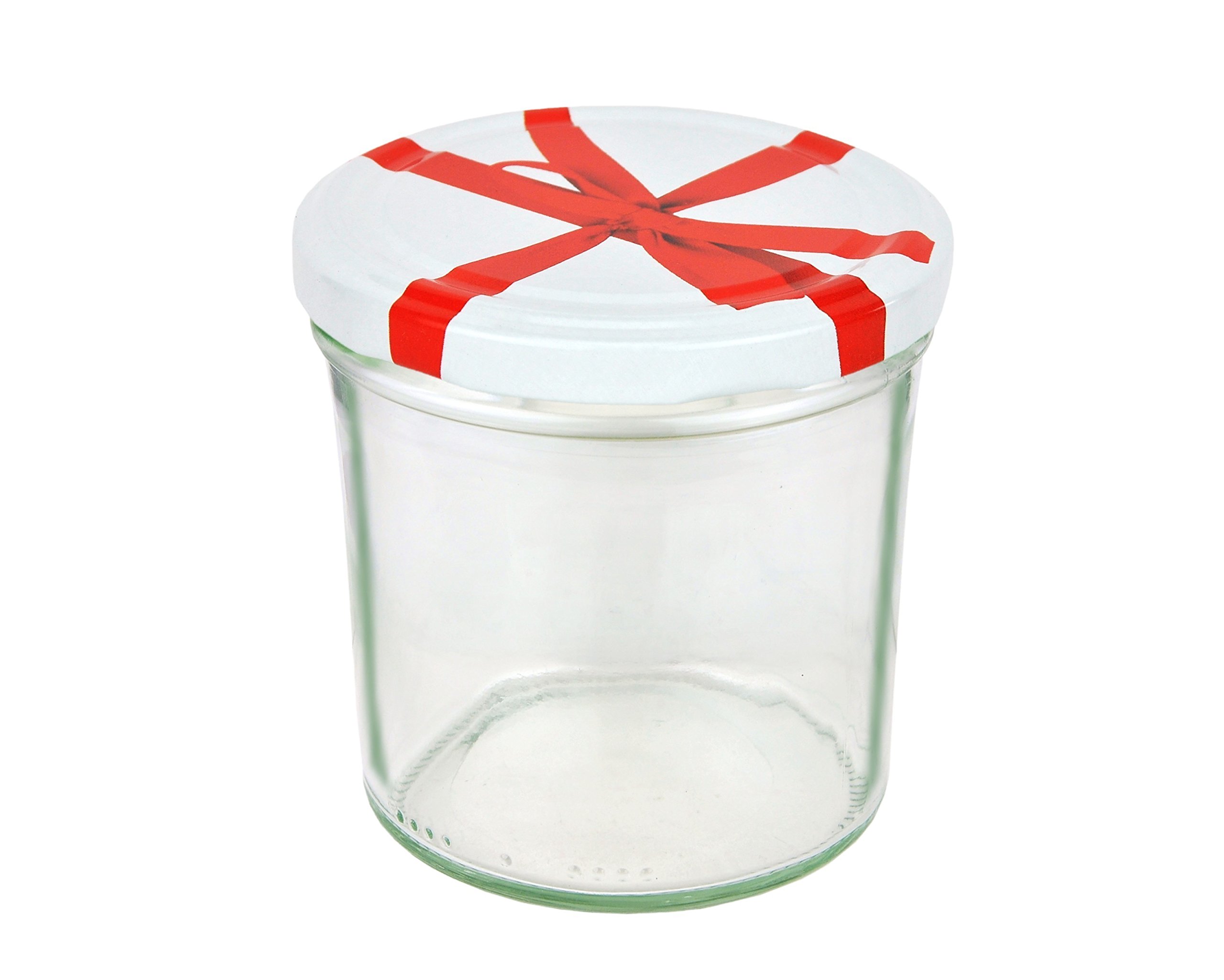 MamboCat 75er Set Sturzglas 350 ml to 82 weißer Deckel mit Schleifendekor incl. Diamant Gelierzauber Rezeptheft Marmeladenglas Einmachglas Einweckglas