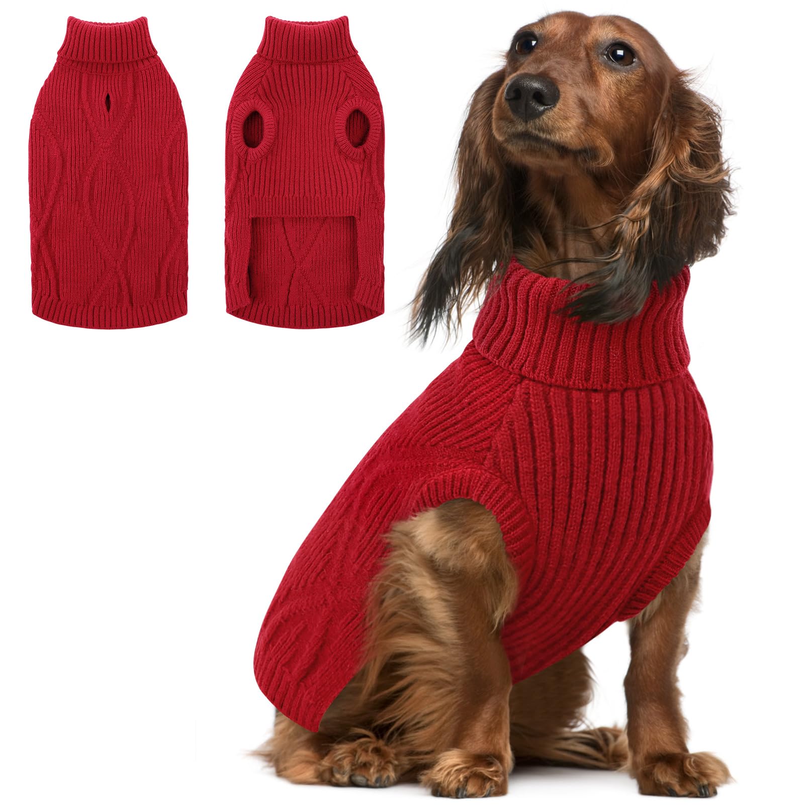 Queenmore Hundepullover Französische Bulldogge, Warm & Weich, Dehnbares | Turtleneck Dackel Dackel Pullover, Bichon Frisé, Mops, Jack Russell Terrier, Greyhound, Boston Terrier
