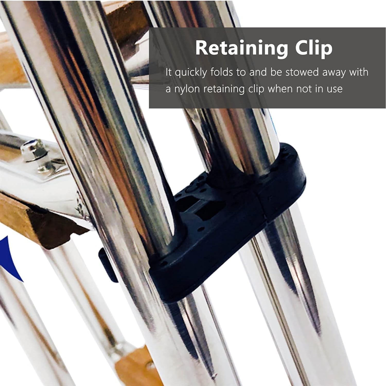 ポンツーンボートラダー 船舶用はしご 海洋はしご 5段 折りたたみ式ポンツーン ボートはしご 木製段付き ステンレススチール 船尾ト