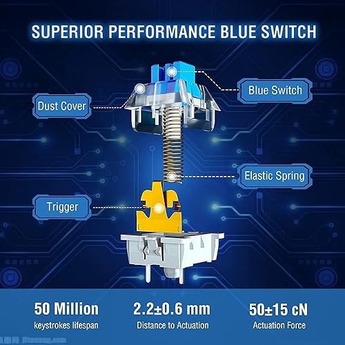 Miniatura 8 de LexonElec Teclado mecánico inalámbrico, dos modos BT5.0USB-C, 82 teclas, teclado mecánico Bluetooth, retroiluminación LED arcoíris, teclado compacto