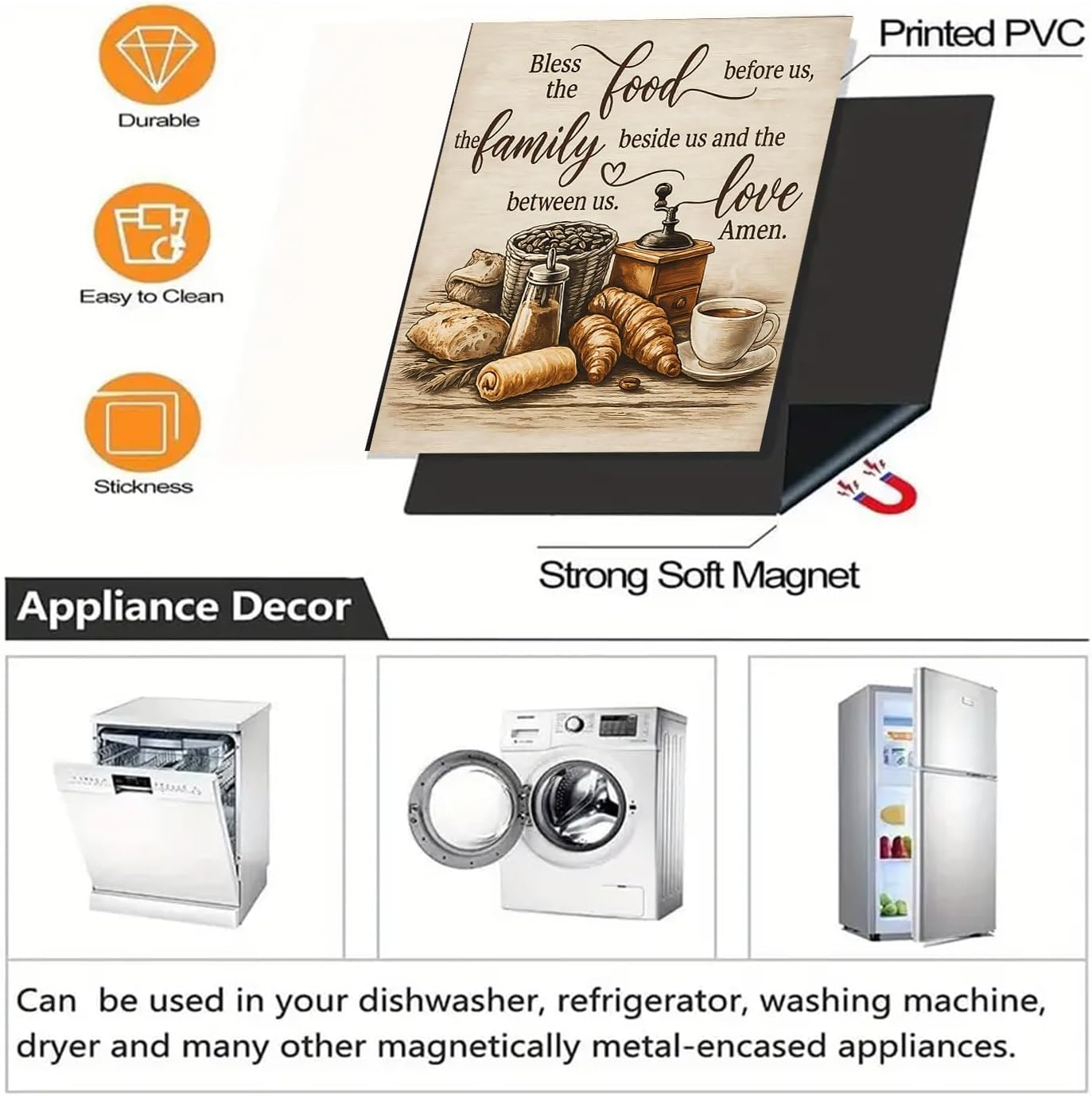 Dishwasher & Refrigerator Magnetic Sticker Cover Panel Decal - 23"x26" Waterproof Decorative Magnet for Kitchen Appliances, Reusable Fridge Door Cover, Home Decor Stickers