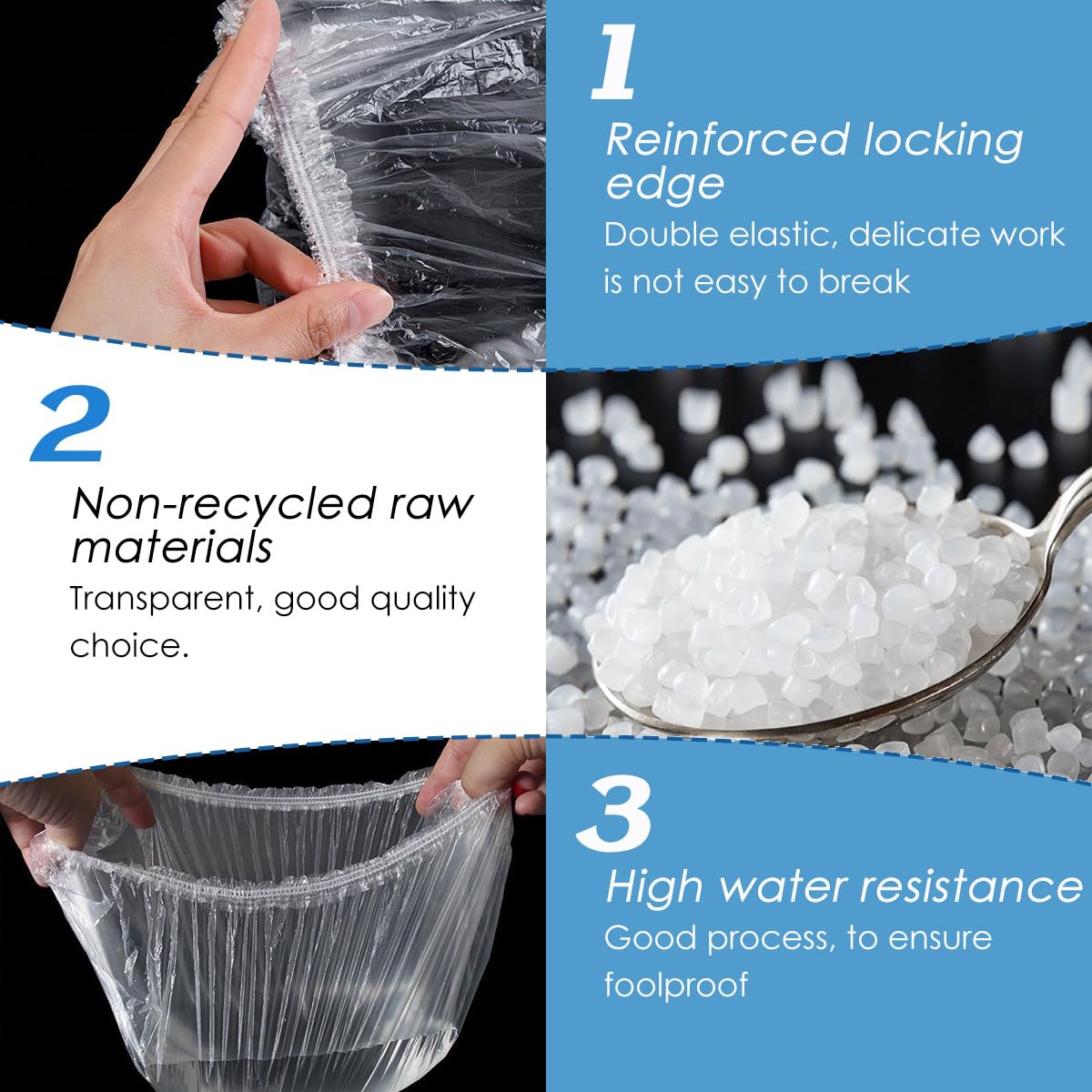 50 Pcs Disposable Shower Caps, 50cm Shower Cap, Plastic Shower Caps, Thick Clear Waterproof Shower Cap, for Home Use Hotel, Spa, Travel - Image 3