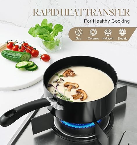 Miniatura 3 de MICHELANGELO Cacerola antiadherente con tapa, juegos de sartenes de cerámica, sartenes fáciles de limpiar, ollas de cocina multiusos, 1 cuarto de