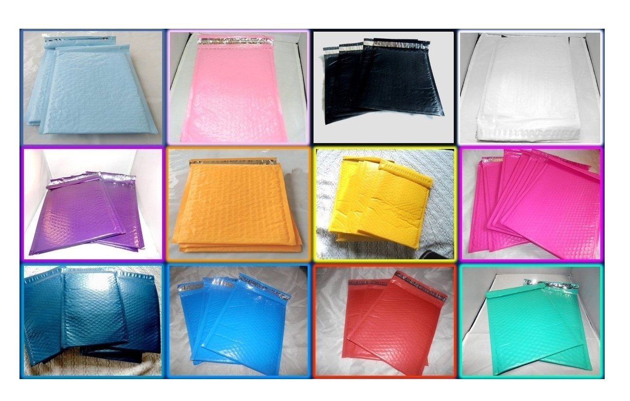 20Pack -8.5x12 BUBBLE MAILERS 12 Color Pack -Padded Mailing/shipping Envelopes