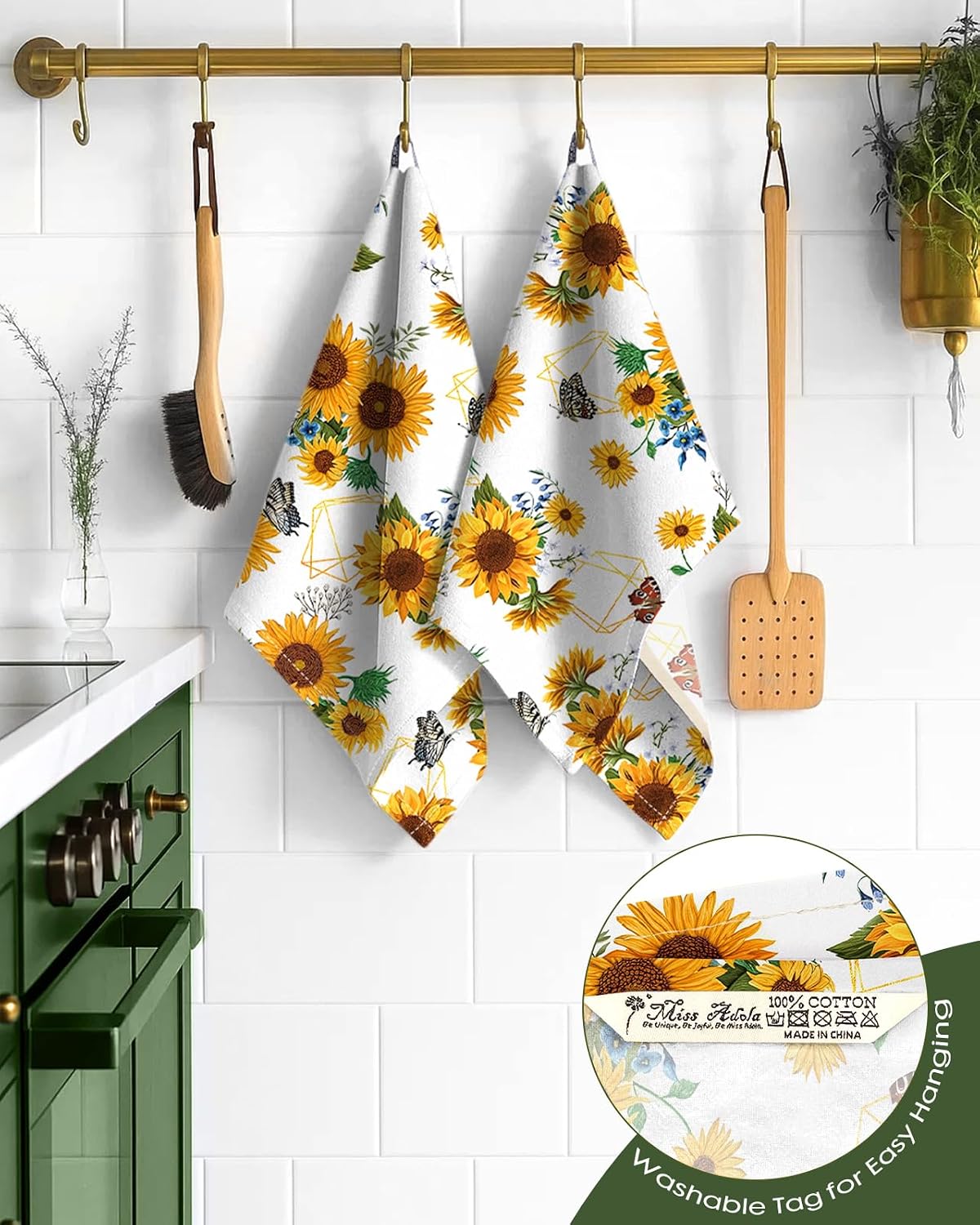 Miss Adola 150GSM Flour Sack Kitchen Towels Set of 2, Sunflower image 3