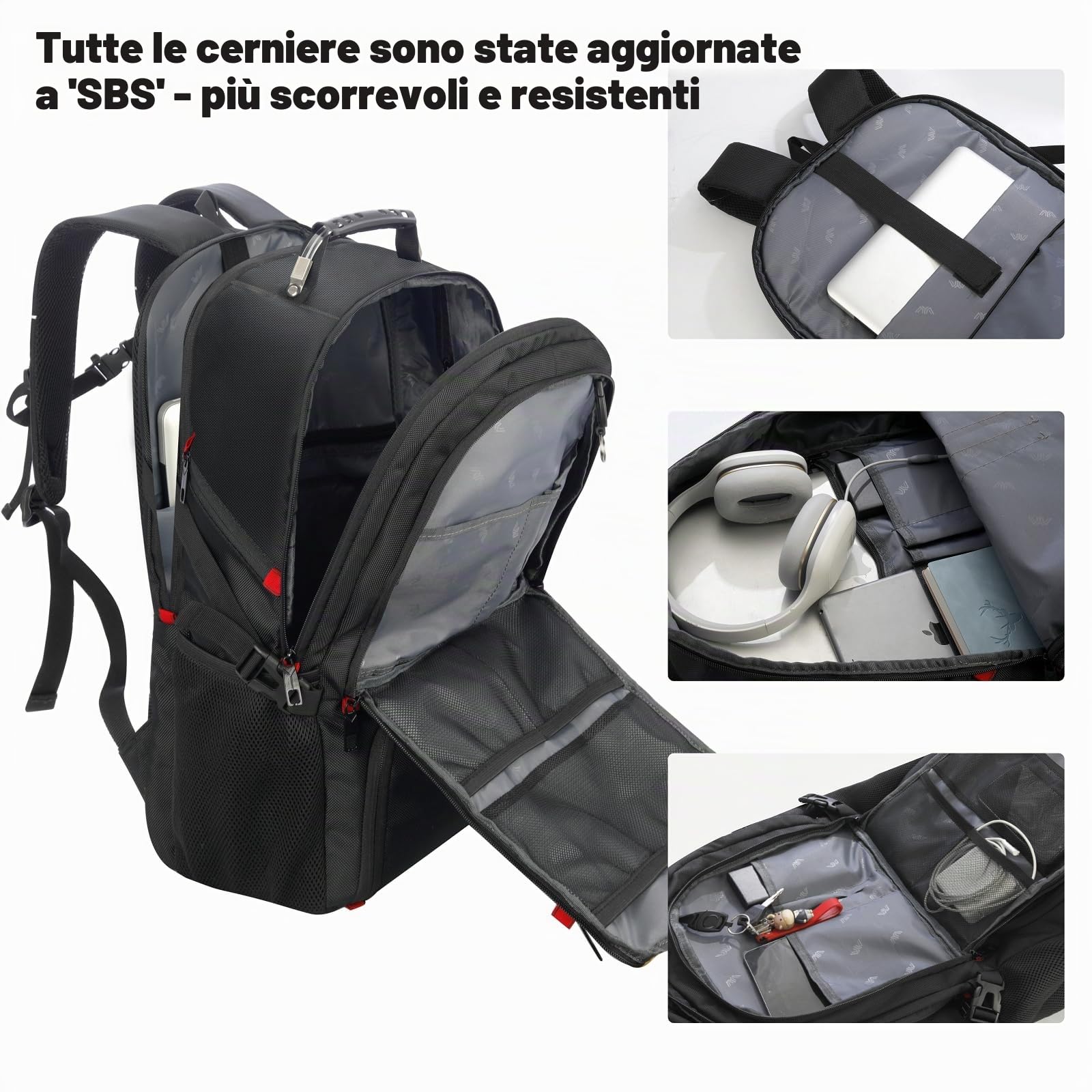 YAMTION Zaino Porta PC 18.4 Pollici, Da Viaggio Uomo Con Portascarpe, Porta Attrezzi Da Lavoro, Università Impermeabile, Nero