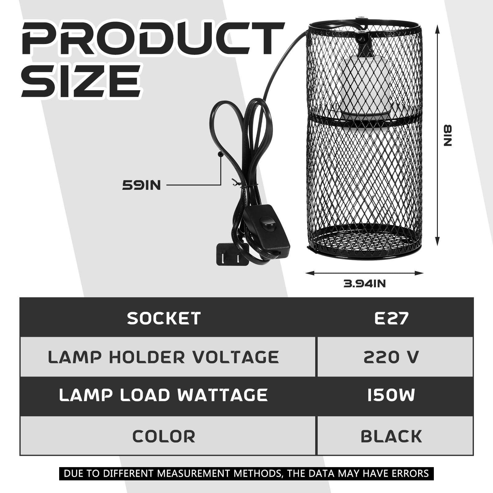 2 protectores de lámpara de calor para reptiles con emisor de calor de cerámica de 150 W, soporte de lámpara de calefacción antiquemaduras, jaula de malla, pantallas de protección para reptiles