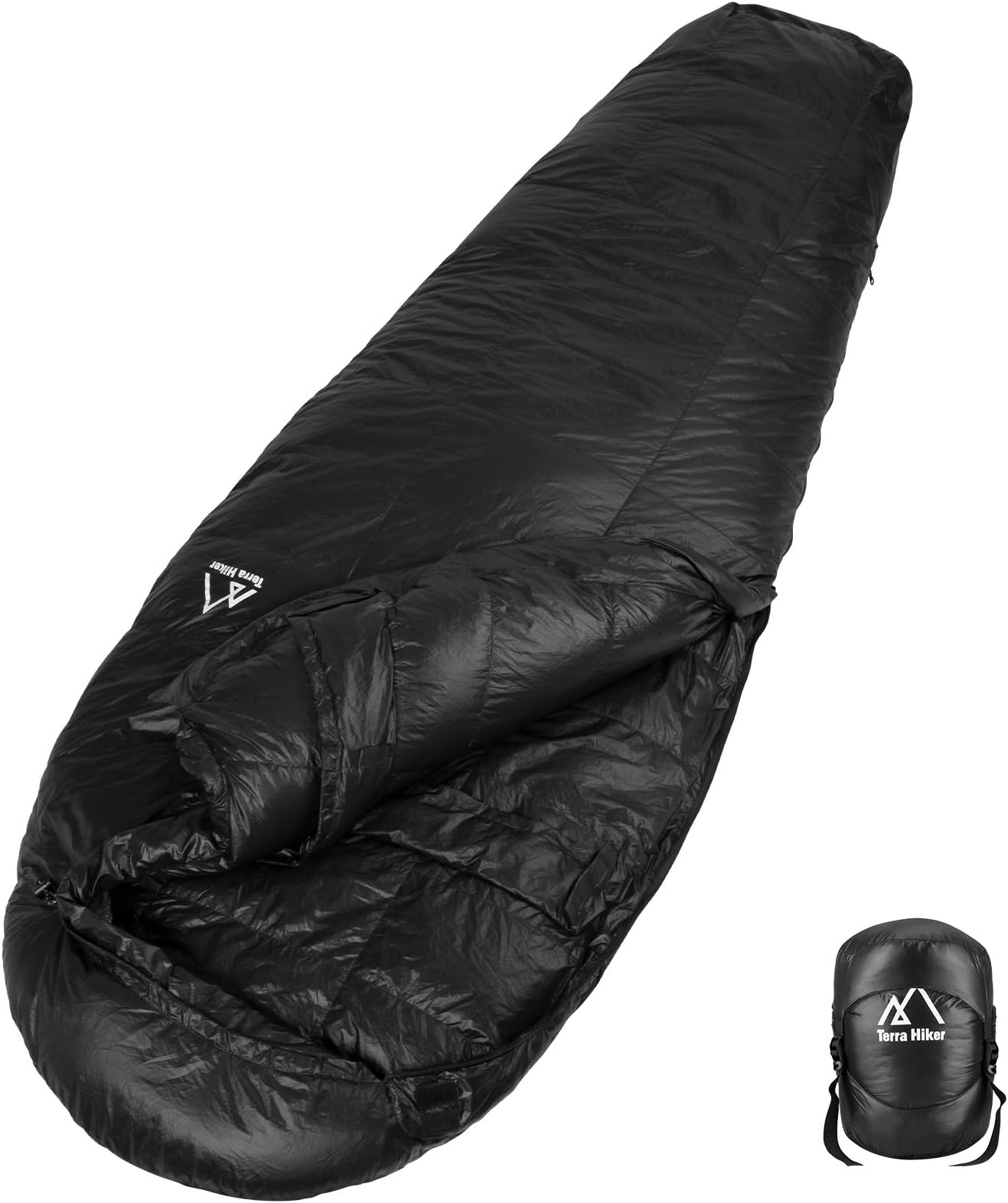 Terra Hiker Down Sleeping Bag, Outdoor Mummy Bag for Backpacking and Mountaineering, Lightweight 4-Season Sleeping Bag for Men, Women, Max User Height 6'3"(190 cm), Weighs Only 2.65 lbs