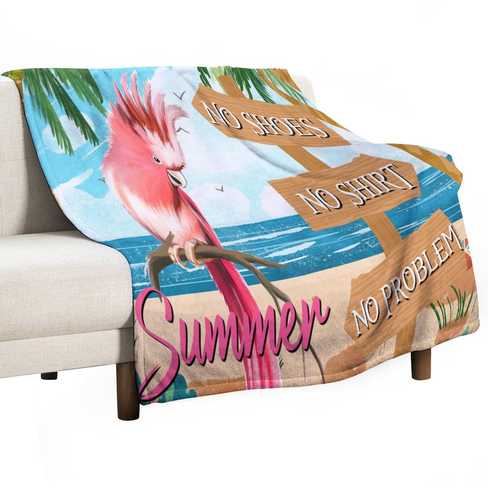 Couverture polaire ouverte 177x203 plaid respirant ara toucan hawaïen femme et homme