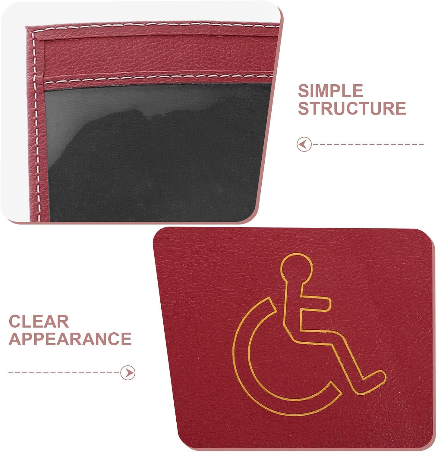 Leather Disability Card Organizer for Travel, PU Protective Cover