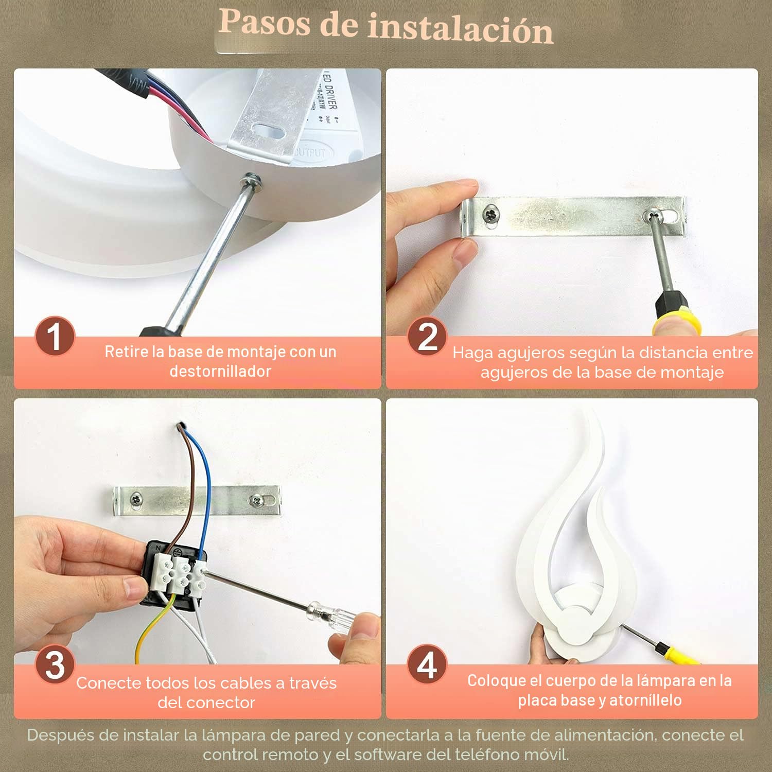 Lightess 2 Piezas Apliques de Pared LED Regulable Inteligente 2.4G Lámpara de Pared Control de Aplicaciones y Control Remoto Luz Interior Moderna Brillo Ajustable para Sala, Escalera, (2700K-6500K) | Luz de Pared 2.4G, 2700K-6500K Brillo Ajustable, Contro