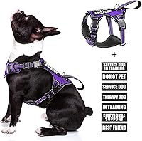 Vista 1 de WINSEE Arnés para perro de servicio sin tirones con 7 parches para perros, arnés reflectante para mascotas con mango acolchado suave y duradero