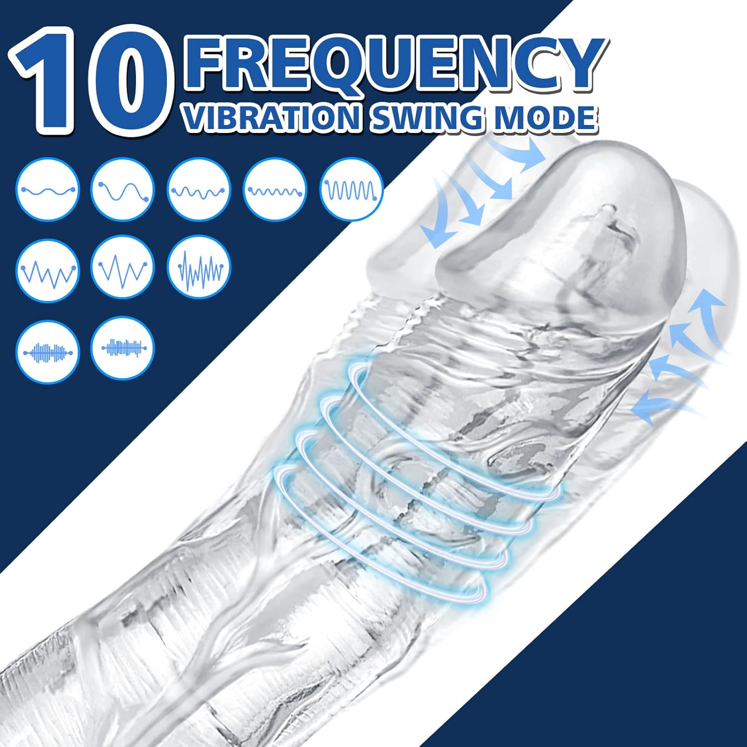 Realistic Dildo for Women Sex Toy,10 Wobble& Vibrations Clear Realistic Vibrator,with Strong Suction Cup,for Hands-Free,for Vaginal G-spot and Anal Masturbation Adult Toys for Women