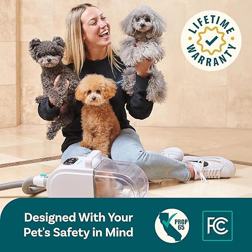 Miniatura 4 de PetCove Kit de aseo para perros  Cortadoras de mascotas, molinillo de uñas y secador de pelo con succión silenciosa de 3 velocidades, 3 ajustes de