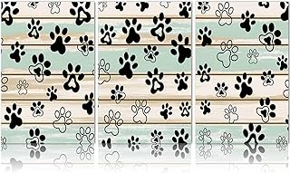 Canvas Wall Art 3 Panels, Dog Paw Farmhouse Wood Grain Vintage Green Brown Board Framed Wall Decor Modern Artwork Prints Painting for Living Room, Bedroom, Kitchen & Cafe Decor 12" x 16"