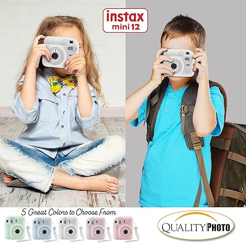 Miniatura 7 de Fujifilm Cámara instantánea Instax Mini 12 con funda, 20 películas Fuji, calcomanías decorativas, marcos, álbum de fotos y más kit de accesorios