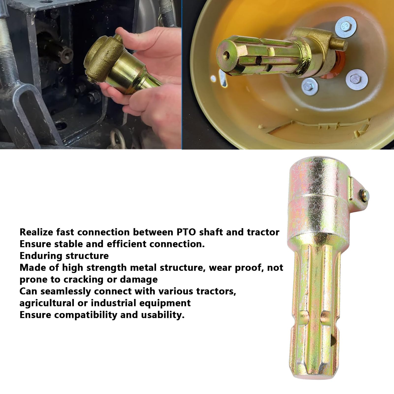 aqxreight Adapter Przedłużacza WOM Ciągnika, Metalowy Przedłużacz Wału Odbioru Mocy o Dużej Wytrzymałości 1-3 8 Cali 6 Wielowypustów żeńskich na Męskich, Szybkozłącze do Ciągników o Mocy