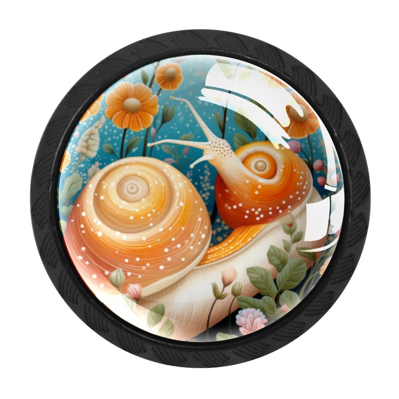 CHENZZZZ 4 Pieces Snail Kitchen Cabinet Knobs Drawer Knobs Dresser Knobs Black Knobs Drawer Pulls Dresser Drawer Handles Knobs for Dresser Drawers