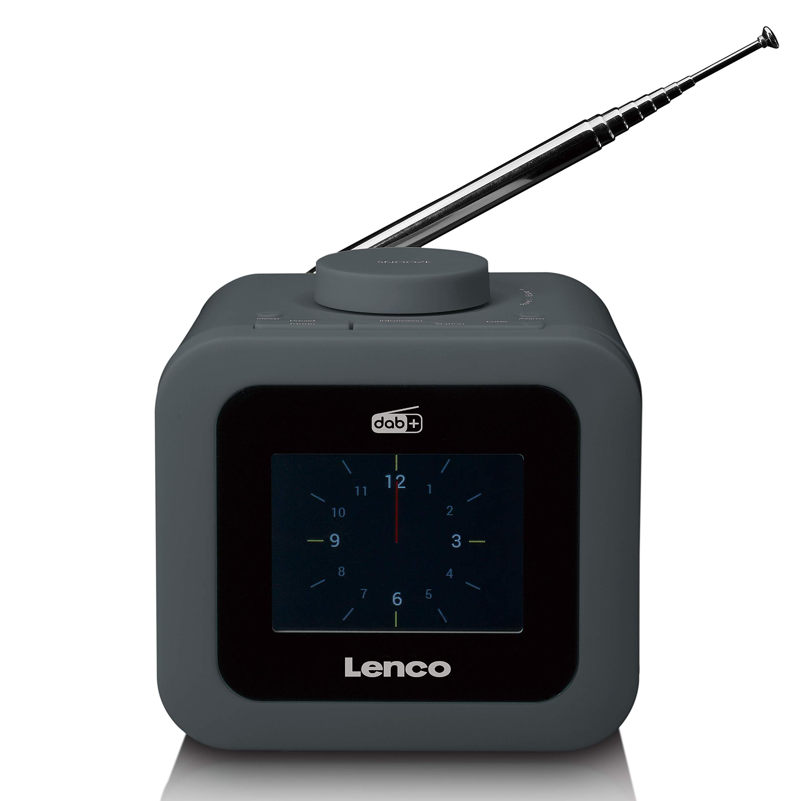 Lenco Radio Despertador CR-620 Dab+ con Pantalla TFT de 3 Pulgadas, PLL FM, Memoria de 40 emisoras para FM y Dab+, Alarma y función de repetición, 2 W RMS, 3,5 mm, Gris, CR-620GY, 90 x 98 x 110 mm