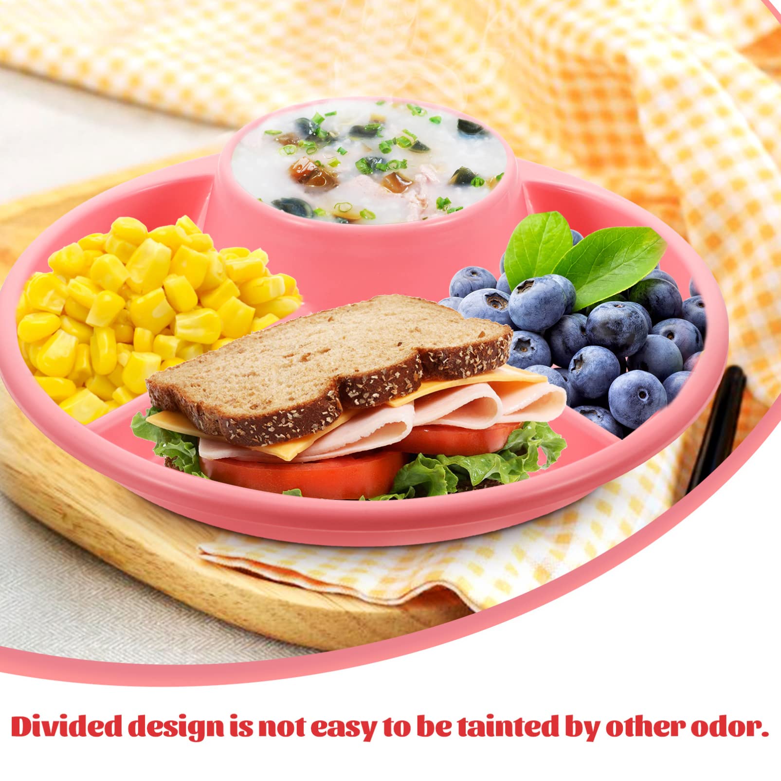 VICASKY Diet Snack Plate Practical Divided Food Tray for Portion Control for Home Breakfast and Afternoon Tea Stylish Design Safe High Grade Material