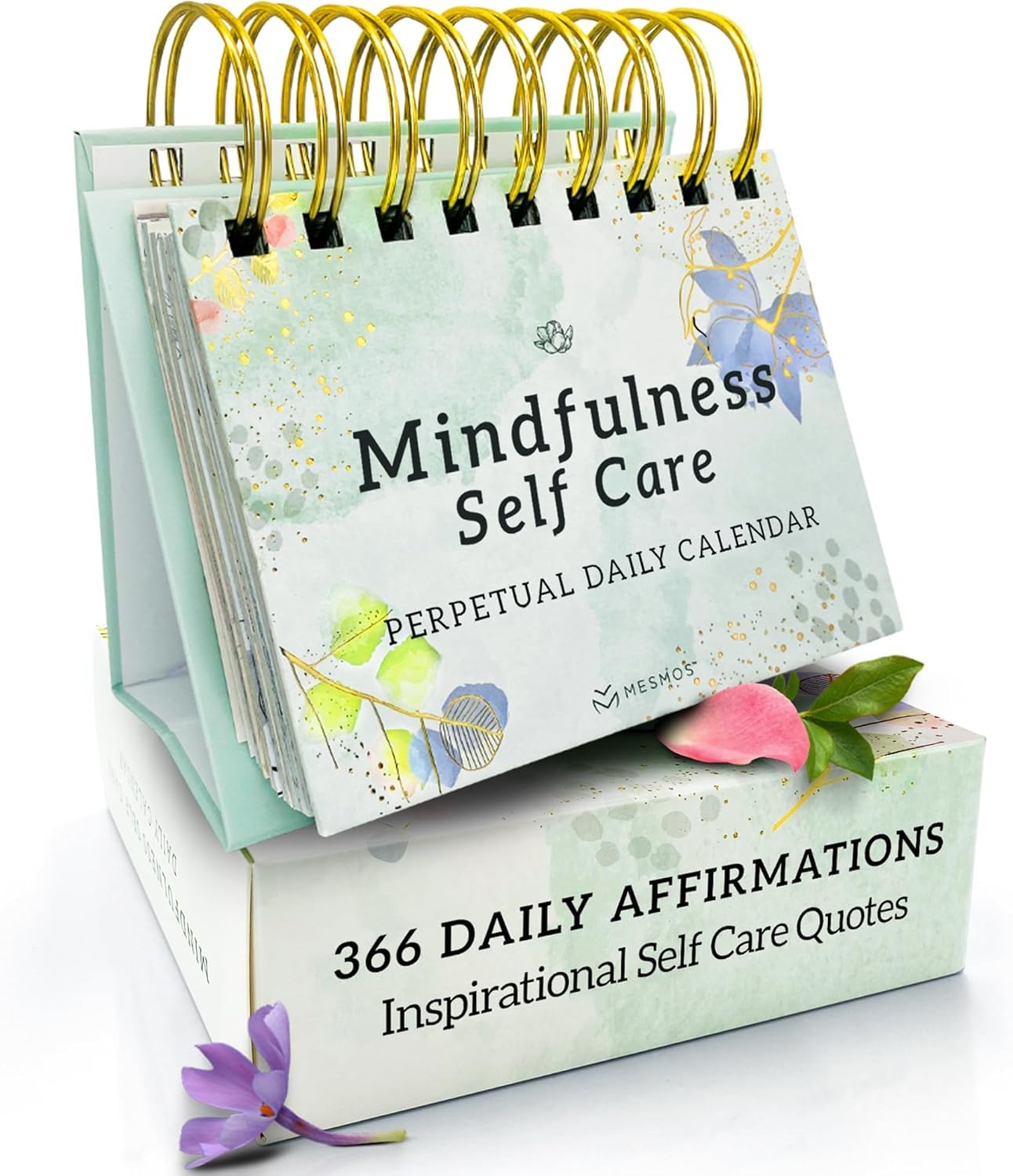 MESMOS 366 Daily Self Care Quotes Mindfulness Perpetual Calendar, Cute Office Desk Decor Women, Desk Decorations Accessories for Women Office, Motivational & Inspirational Teacher Appreciation Gifts