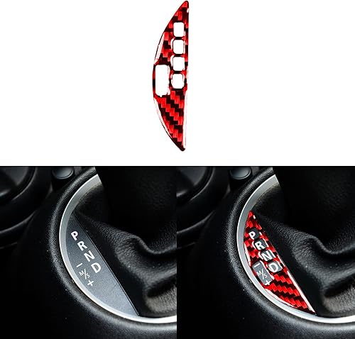 Decoración interior del coche, color rojo, fibra de carbono, consola central, cambio de marchas, modo deportivo, adhesivo para panel compatible con