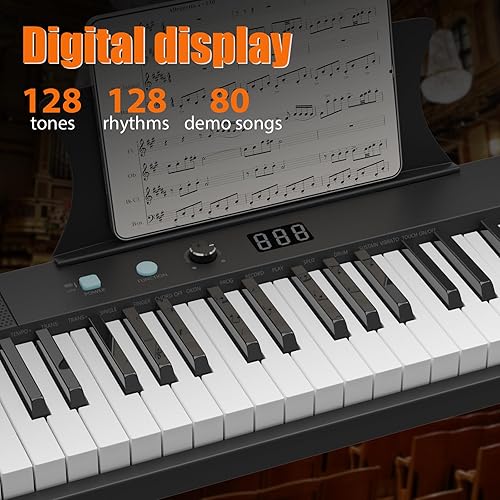 Miniatura 4 de Teclado de piano, teclado de 61 teclas para principiantes y niños con cargador de auriculares y pedal, teclado eléctrico portátil para enseñanza