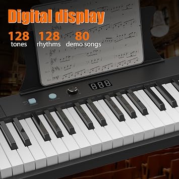 61 Keys Piano Keyboard Set, Electronic Digital Piano with Built-In Speaker Microphone, Portable Keyboard Gift Teaching for Beginners, Electric Piano for Birthday Gift