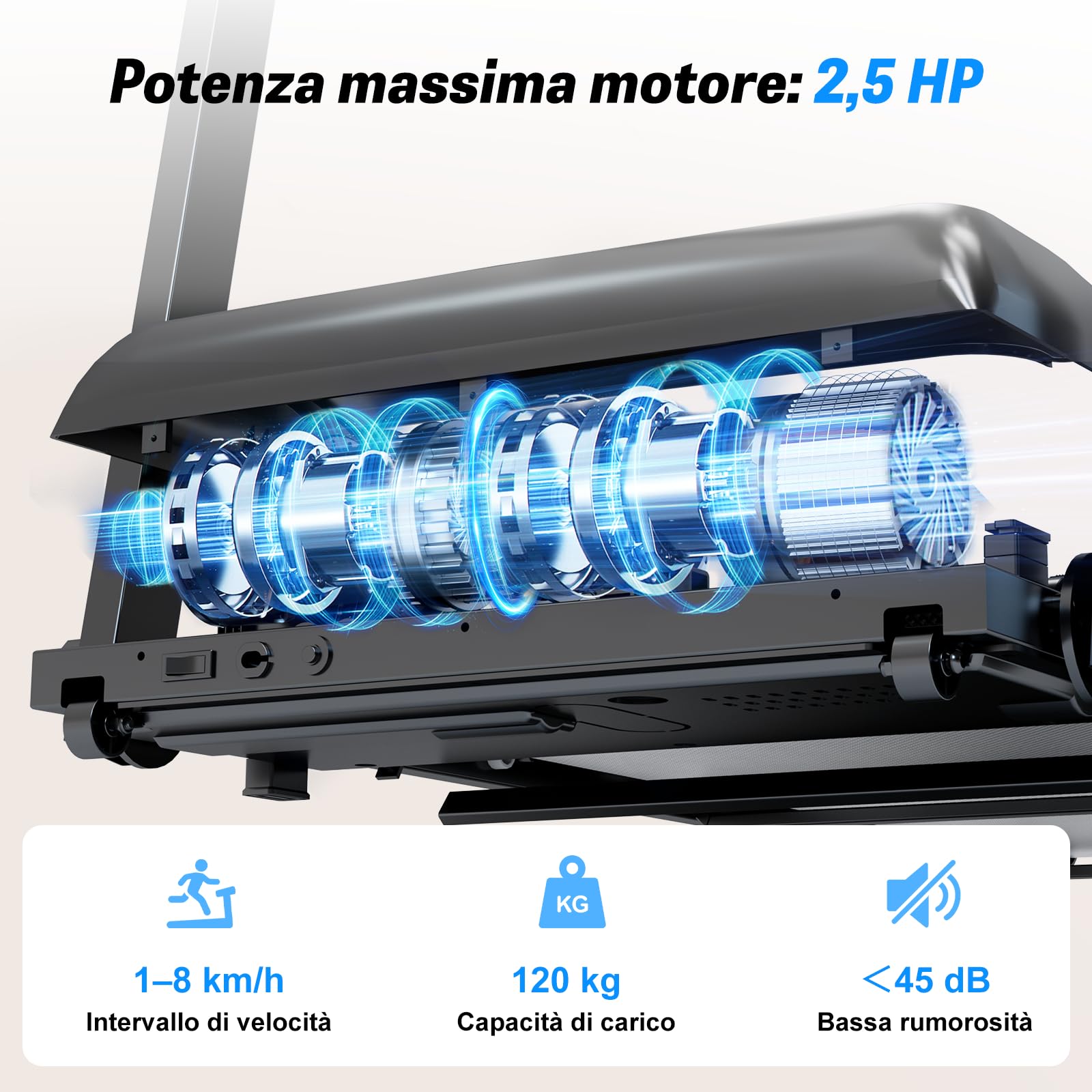 Tapis de Course Pliable 4 en 1 avec Inclinaison 12%, Moteur 2.5 HP, 1-8 km/h, écran LED