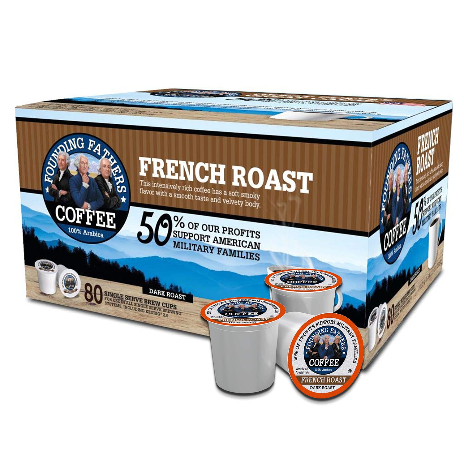 Founding FathersCoffee Single Serve Pods for Keurig 2.0 K-Cup Brewers, French Roast, 80 Count