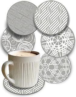 【5枚セット】 コースター シリコン おしゃれ 北欧 洗える 丸 カップマット 滑り止め 傷防止 黒 灰 紺 コースターセット (5枚(Mix), 薄灰色)