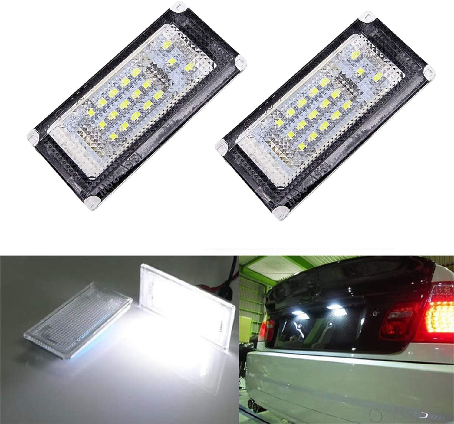 MOLEAQI 2 PCS Car LED Number License Plate Lights 6000K Plate Light