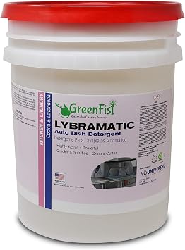 GreenFist Lybramatic | Commercial Dishwasher Detergent Industrial Grade [Ready-to-Use] Liquid 5 Gallon Pail