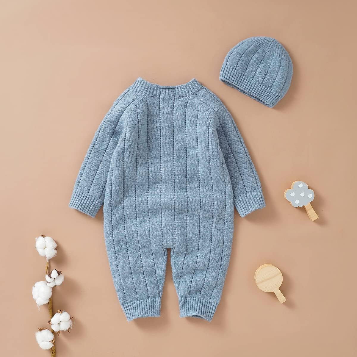 Mubineo Infant Baby Girl Boy Fall Winter Thick Knit One Piece Outfit Romper Jumpsuit Sweater Outwear
