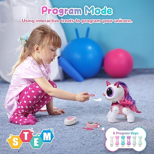 Miniatura 5 de SGILE Juguete de unicornio para niñas, robot mascota para niños de 3, 4, 5, 6, 7, 8 años con música, baile, caminar y programas interactivos de
