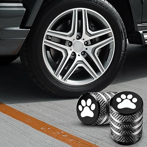 Miniatura 6 de 5 tapas de válvula de automóvil, 0.43 x 0.62 pulgadas, linda cubierta de válvula de tornillo sin cámara de aleación de pata de perro, adecuada para