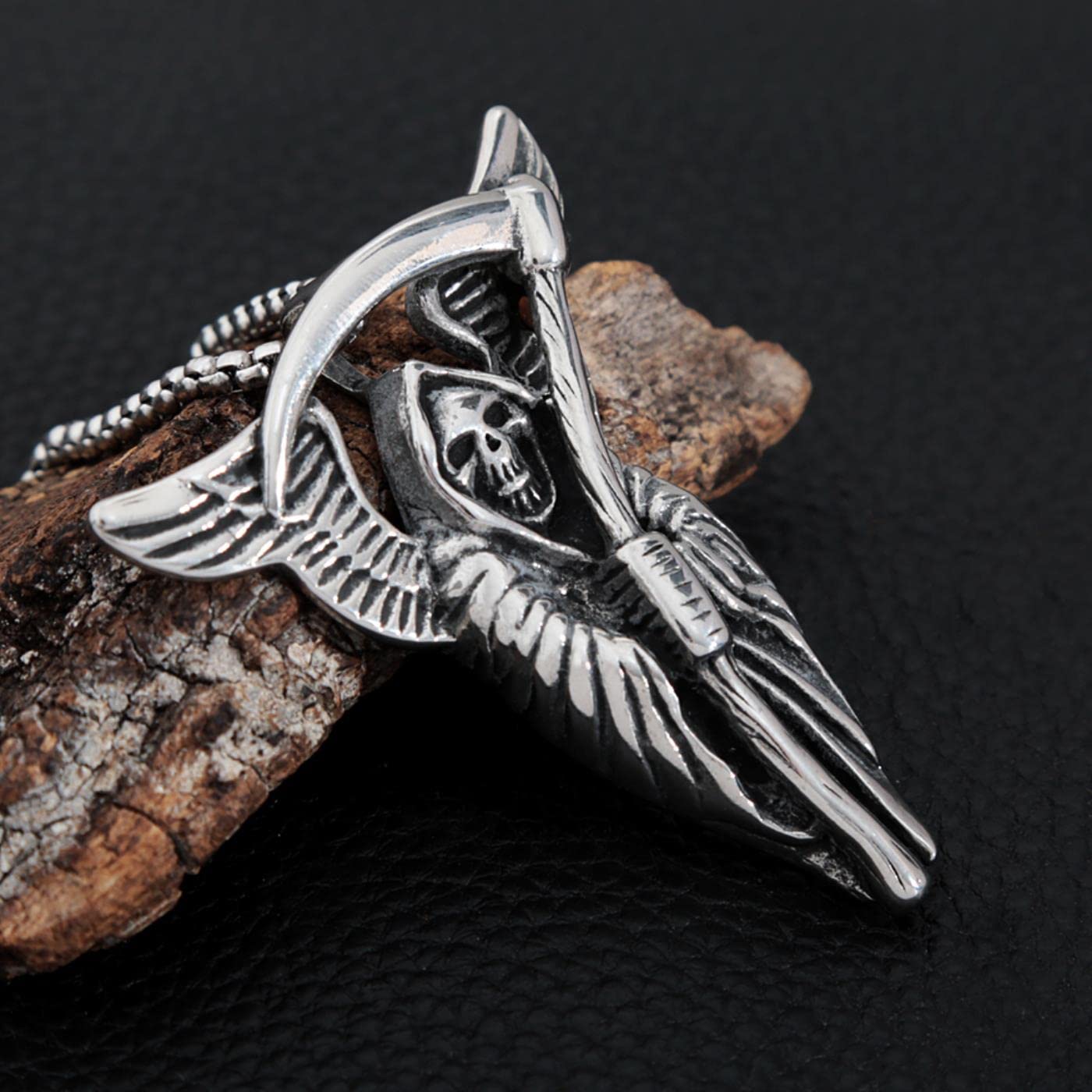 Grim Reaper Skull Pendant Necklace For Men | Gothic Jewelry
