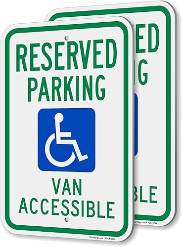 SmartSign Letrero accesible para camioneta de estacionamiento reservado, paquete de 2, letrero de estacionamiento para discapacitados, 18 x 12