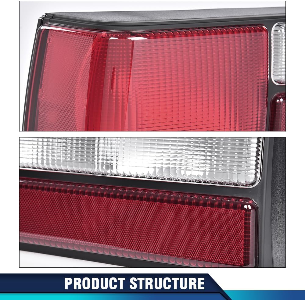 PIT66 Tail lights w/o Bulbs Pair Compatible with Ford Mustang 1987-1993 E7ZZ13405A, E7ZZ13404A, FO2800168, FO2801168 Red Lens Black Housing Rear Tail Lamp Lights Assembly