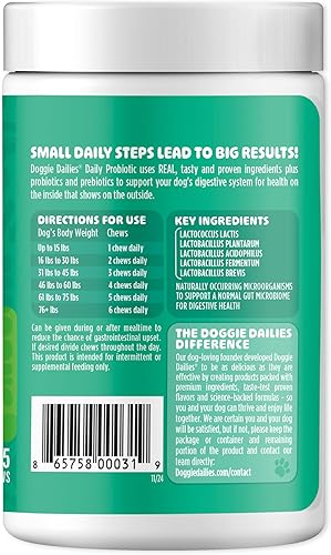 Miniatura 10 de Doggie Dailies Probióticos para perros, probióticos avanzados para perros con prebióticos, promueve la salud digestiva, apoya el sistema