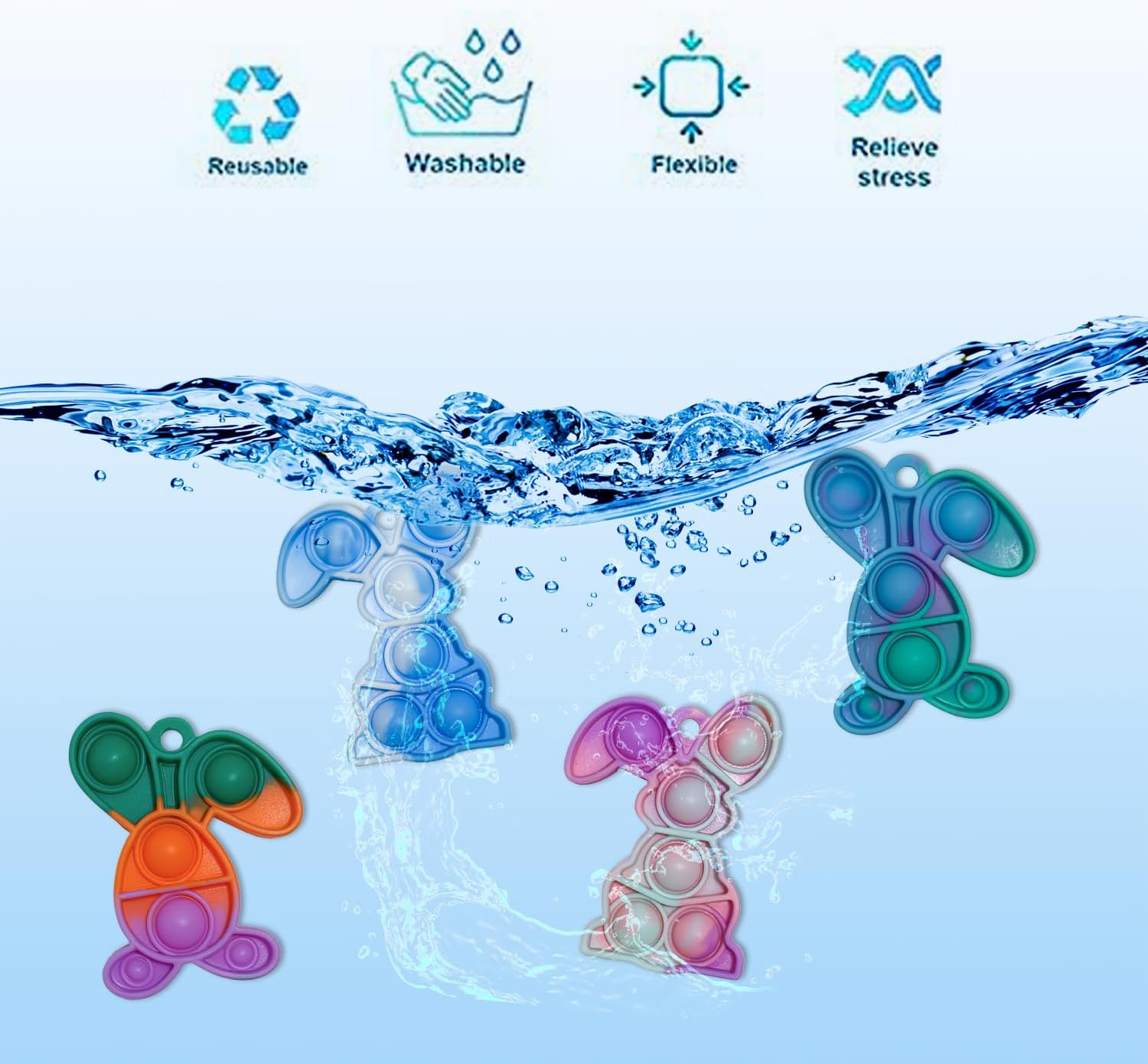 24Pcs Easter Pop Its and Basket Stuffers with Colorful Eggshell,Mini Pop Keychain Rainbow Silicone Simple Fidget Toys Fidget Relieve Anxiety Stress Hand Office Desk Toys for Kids Adults