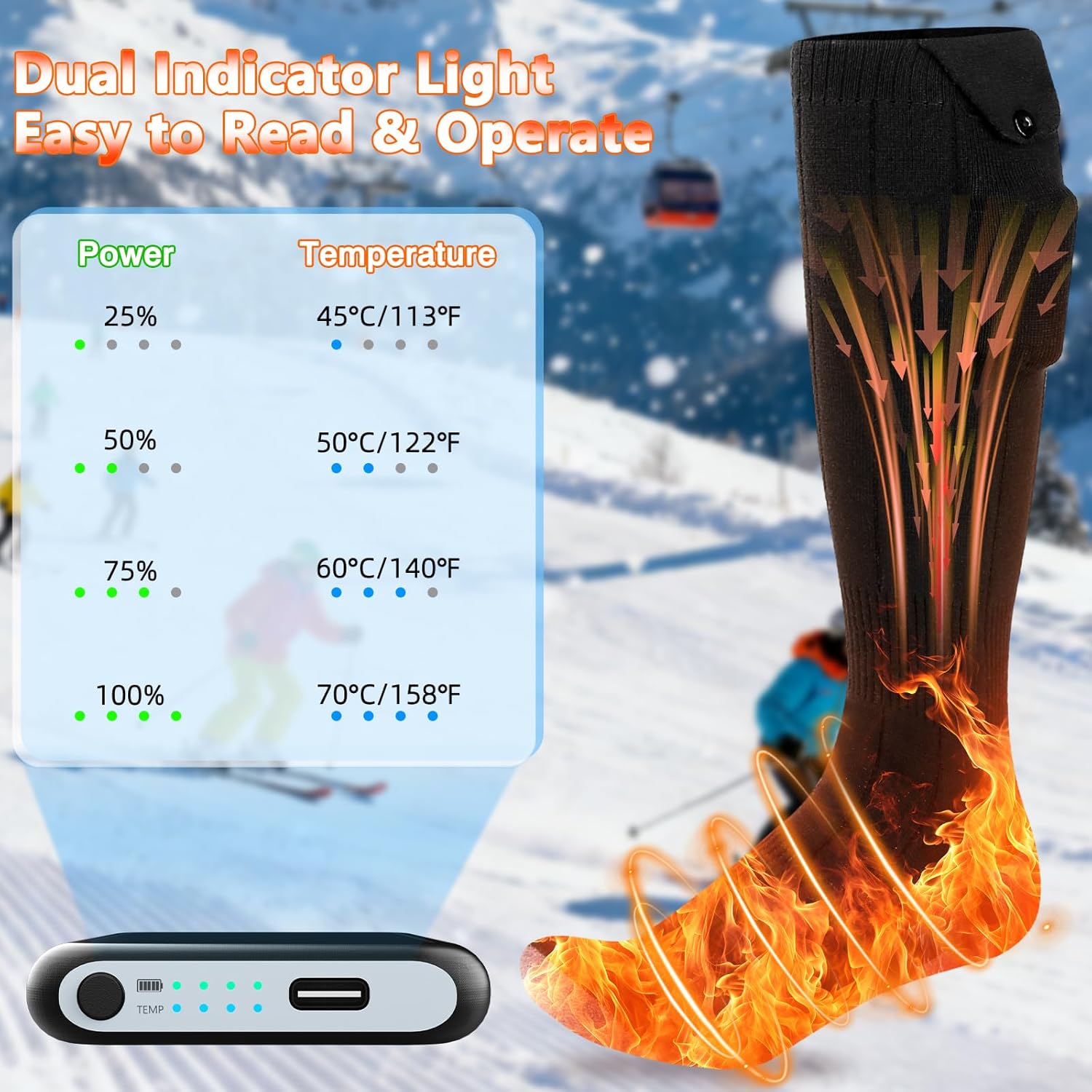 Ferdiiz Heated Socks Temperature Settings