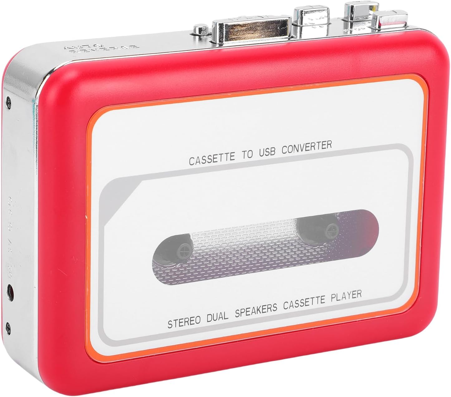 Zopsc USB Cassette to MP3 Converter, Vintage Tape Player with Large Speaker, Headphone Jack, and Earphone, Clear Sound, Portable Music Audio Player for Travel Car Home (Red)