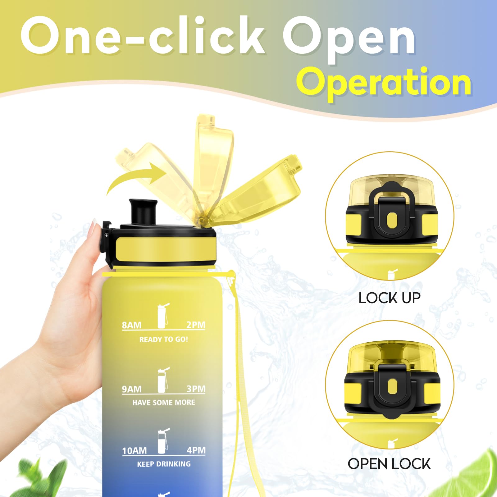 Borraccia 500ml, Borraccia con Filtro, Bottiglia Acqua Riutilizzabile, Bottiglia con Marcatori Temporali, Borraccia senza BPA, A Prova di Perdite, Borraccia per Bambini, Scuola, Ufficio, Sport