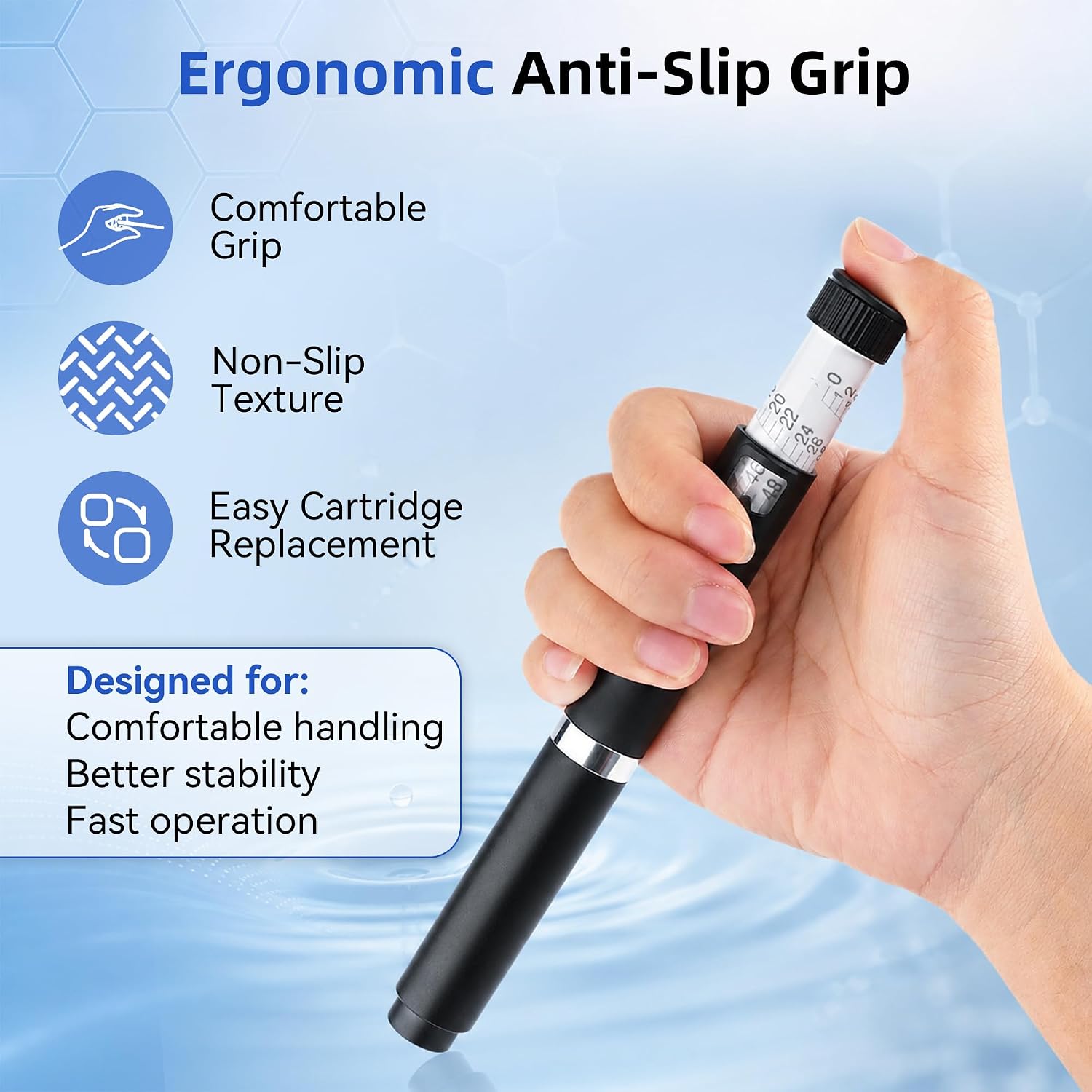 V2 Reusable Peptide Pen Injector for 3mL Cartridge, with 50 Prep Pads
