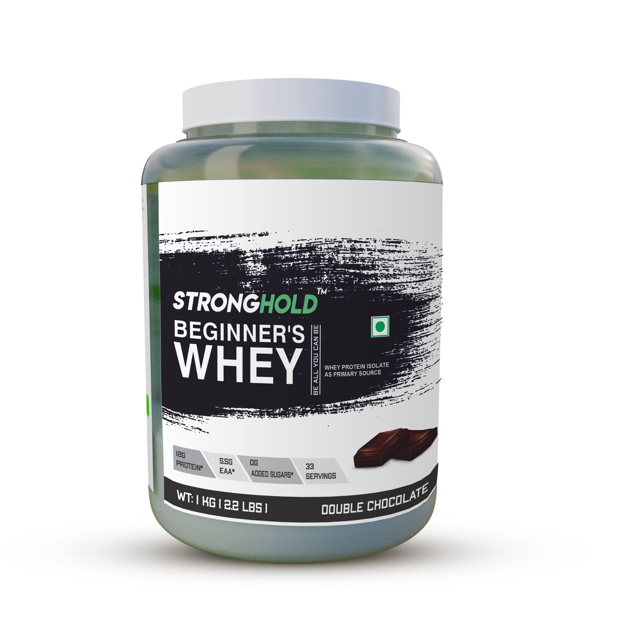 STRONGHOLD Whey Protein Powder for Beginners |1KG /2.2LBS | Double Chocolate With Added EAA and Minerals, Low Sugar Added, Energy Booster Protein Shake, 33 Servings.