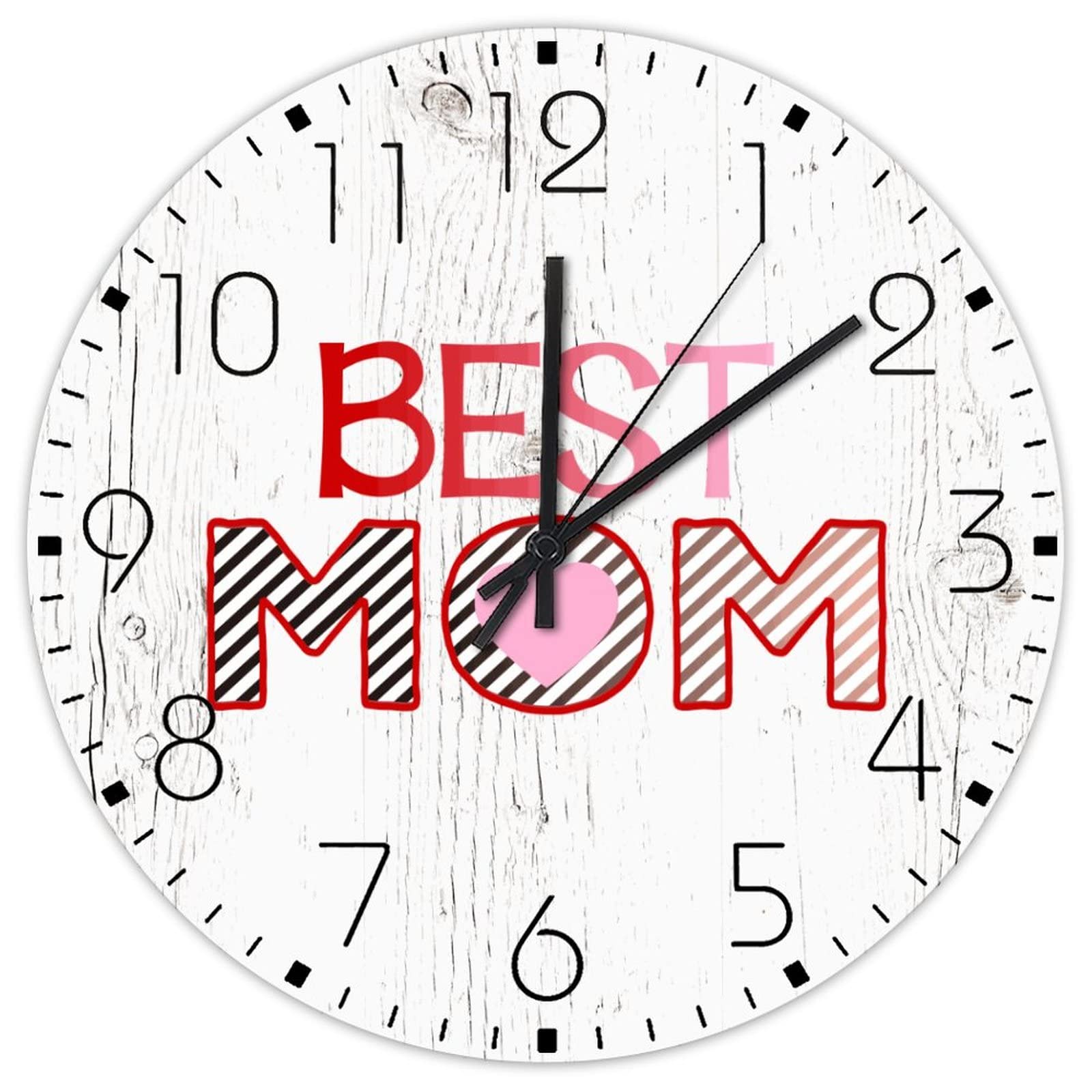 Belle horloge murale ronde en bois vintage 38,1 cm au design authentique