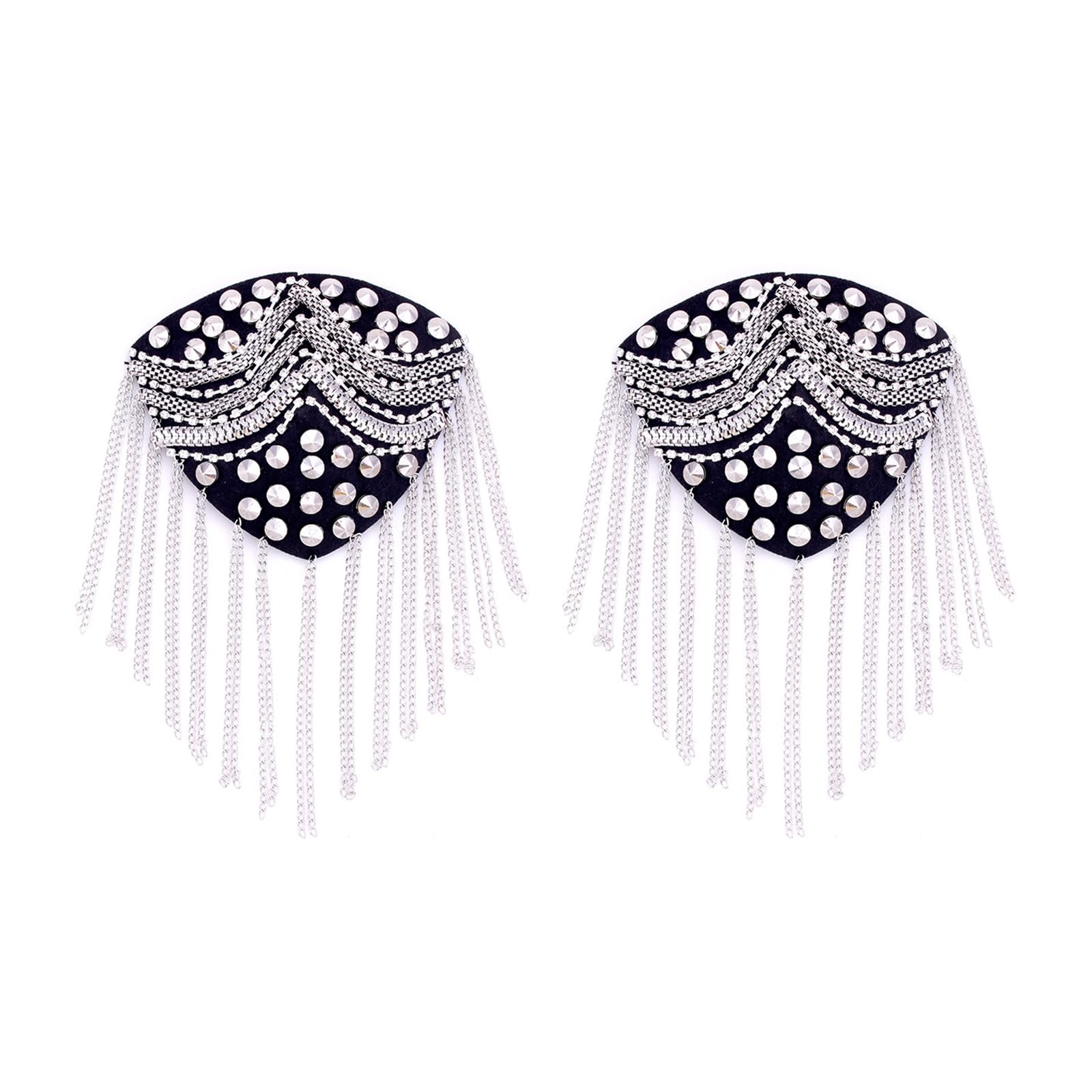Kalttoy Metal Rhinestones Epaulettes Fringes Tassels for Customes Evening Wear and Handcraft Elegant Shoulder Decoration